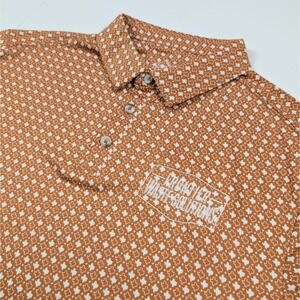Burlebo Performance Polo Mens Large Orange Texas Print  Frontier Waste Solutions